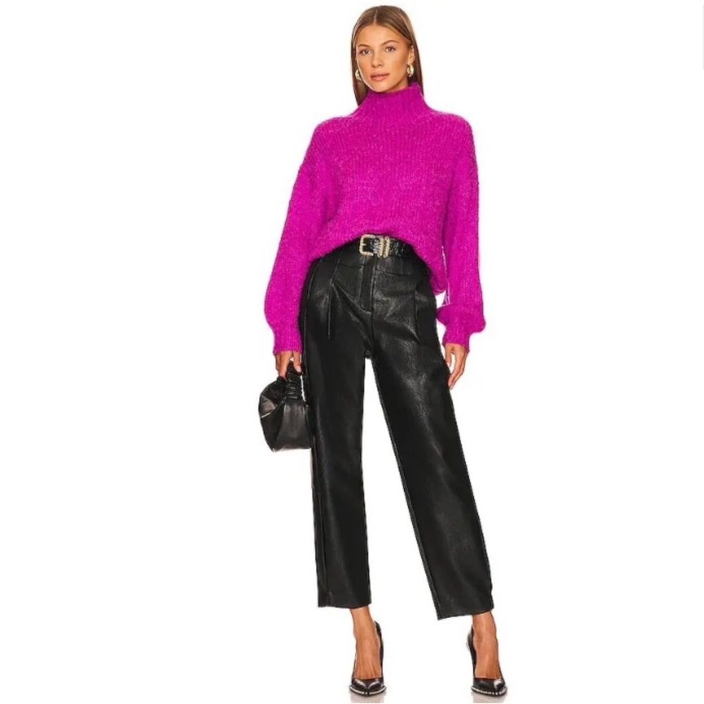 Line & Dot Black Leather Trousers